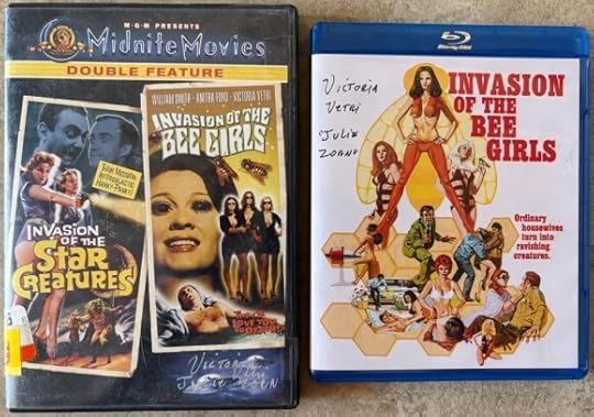 Picture of two versions of Invasion of the Bee Girls. On the left is a DVD from the MGM Midnight Movies Line. This DVD actually has 2 movies on it,