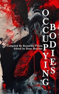 abstract cover of lungs and xrays and bones and teeth in a grey, black and red collage, the title