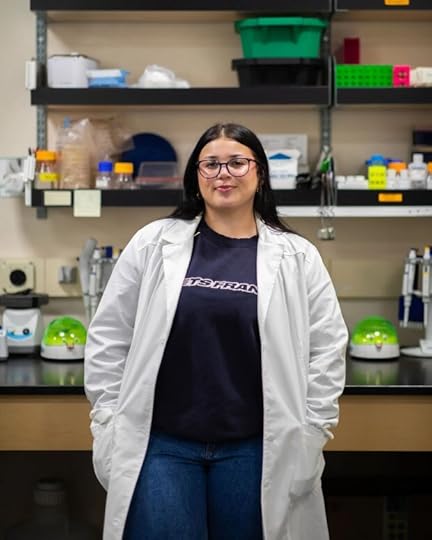 Student Camila Valderrama-Martínez in a lab at Cal State San Marcos on May 6, 2025. (Adriana Heldiz - CalMatters)