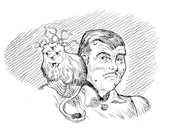 Illustration by Harry Harrison for ‘Simworthy’s Circus’ by Larry Shaw from Worlds Beyond magazine issue one, December 1950.