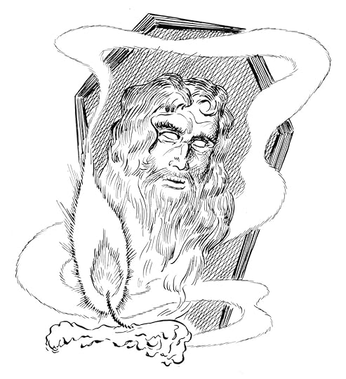 Illustration by Harry Harrison for ‘The Hunter Gracchus’ by Franz Kafka from Worlds Beyond magazine issue one, December 1950.