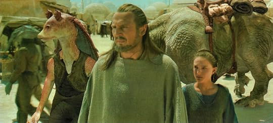 Ahmed Best, Liam Neeson and Natalie Portman in Star Wars - Episode I - The Phantom Menace (1999)