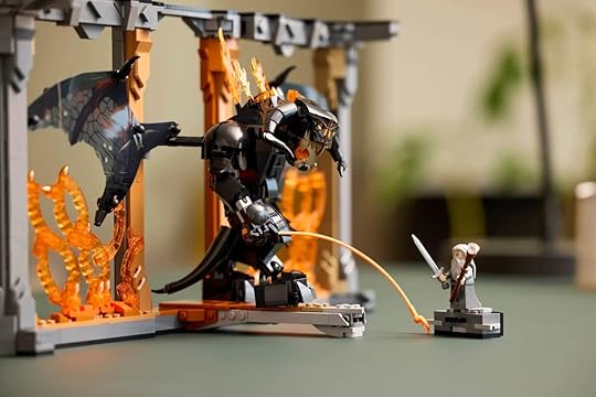 The LEGO Ideas Lord of the Rings Balrog and Gandalf on display