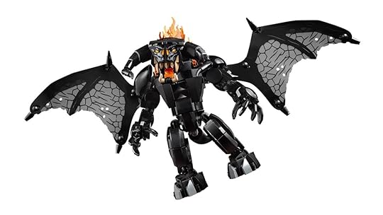 The LEGO Ideas Lord of the Rings Balrog with wings unfurled.