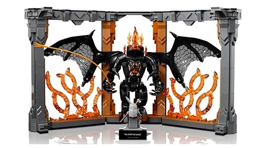 The LEGO Ideas Lord of the Rings Balrog fights Gandalf in Minifigure form.