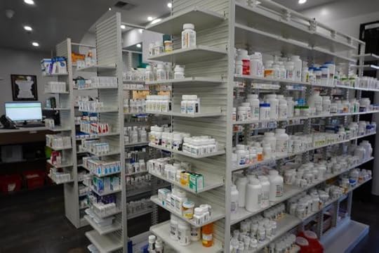 Prescription drugs sit ready to be distributed to patients