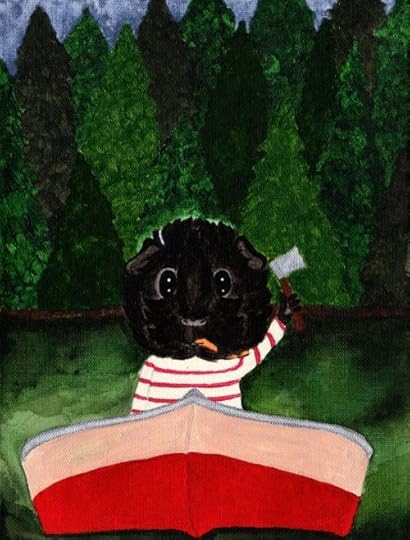 Rachel E Smith guinea pig painting of Hen Wen, Hengeance