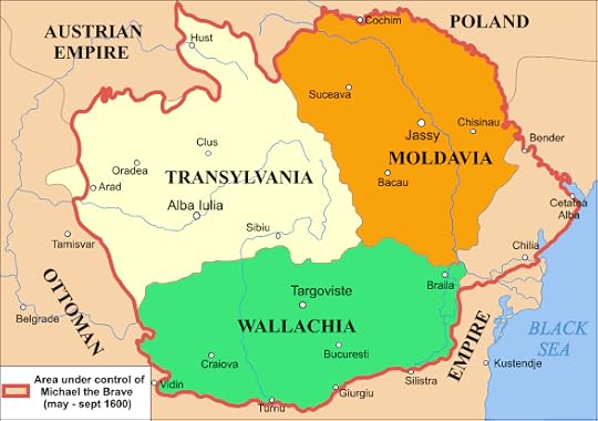 Wallachia, Moldavia and Transylvania (Romanian Regions) Map.