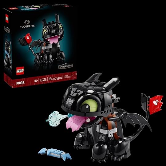 A LEGO Toothless set on display next to its packaging