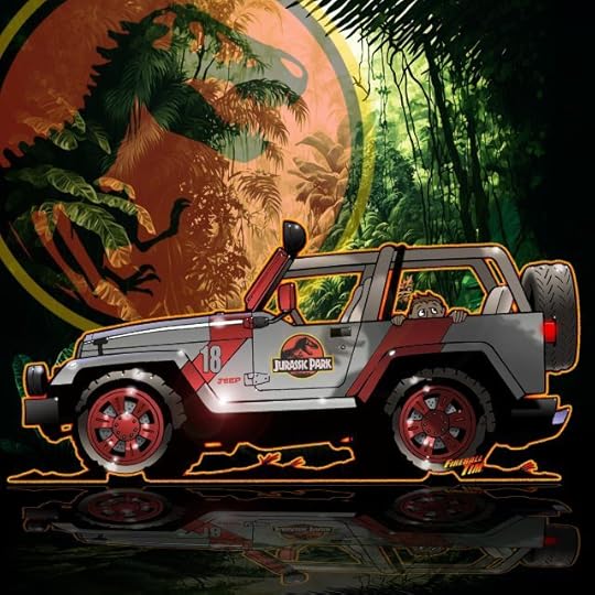 Jurassic Jeep Automotive Pop Culture Movie and TV Car Art by Fireball Tim Garage
