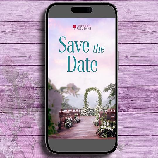 iPhone on a purple background with a purple wedding photo on the cover