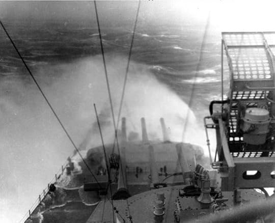 Battleship USS Indiana in a typhoon near Okinawa, 5 Jun 1945 (US National Archives: 80-G-342732)