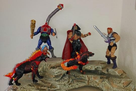 Marzo turns around to face Fisto, as do his hellhounds.