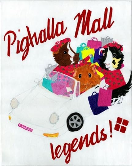 Rachel E Smith guinea pig painting Pighalla, Snuffy, Danger Crumples, Finny