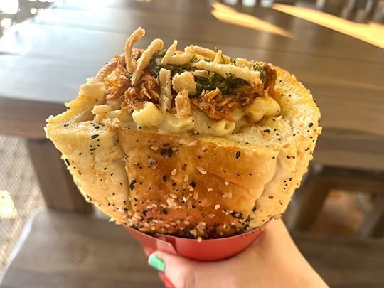 Dragon Fire Chicken Spire Mac & Cheese Cone close up