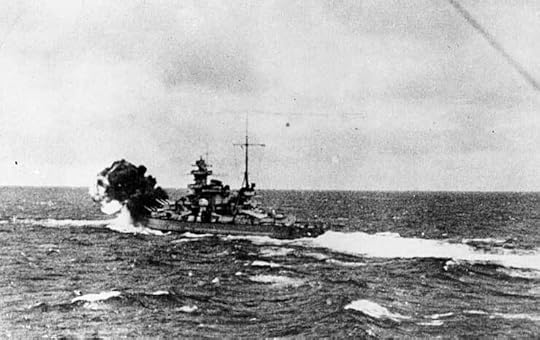 Scharnhorst firing her forward guns against HMS Glorious, 8 Jun 1940 (US Naval History and Heritage Command: NH 83981)