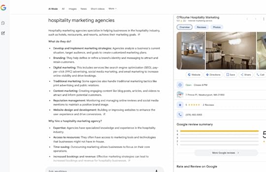 Screenshot of Google AI Mode linking to Google Business Profile Page — not company website — to illustrate the idea that Google is closing the gate on marketers