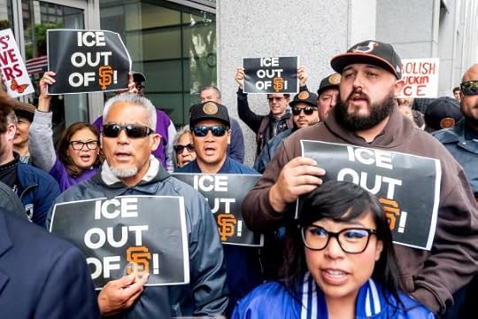 Union workers rally for David Huerta, the president of Service Employees International Union California, who was arrested during a Los Angeles protest, on Monday, June 9, 2025, in San Francisco. (AP Photo/Noah Berger)