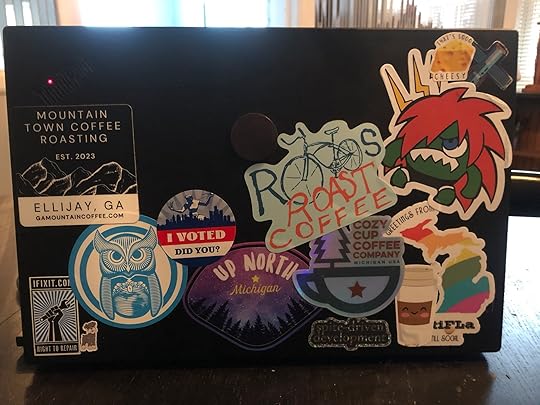 Back of my stickered laptop monitor