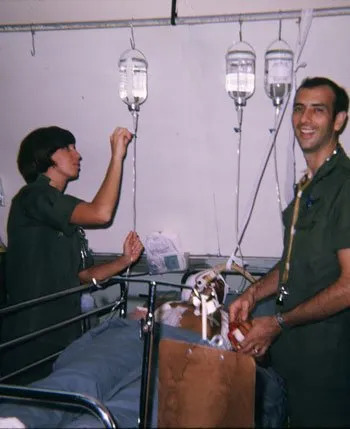 Carol Brown, one of the nurses at the 24th Evacuation Hospital. The author credits her and other nurses and doctors with helping to save his life after he was shot in the chest.
