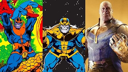 Thanos in Marvel Comics and in the MCU.