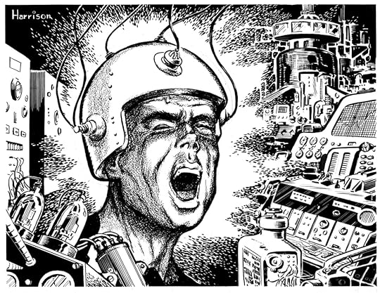 Art by Harry Harrison for the story 'The Polyoid' by Bryce Walton from Marvel Science Stories May 1951