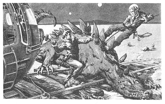 Art by Harry Harrison for the story 'This Joe' by A.E. Van Vogt from Marvel Science Stories August 1951