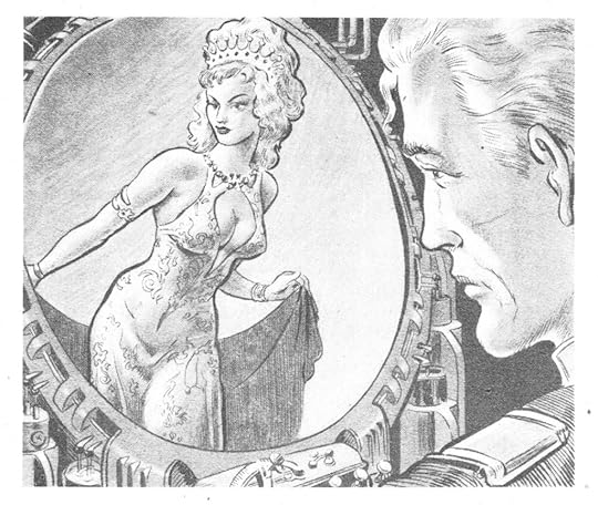 Art by Harry Harrison for the story 'The Most Dangerous Love' by Philip Latham from Marvel Science Stories November 1951