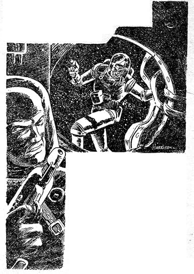 Art by Harry Harrison for the story 'Brother' by Frank Quattrochi from Marvel Science Stories May 1952