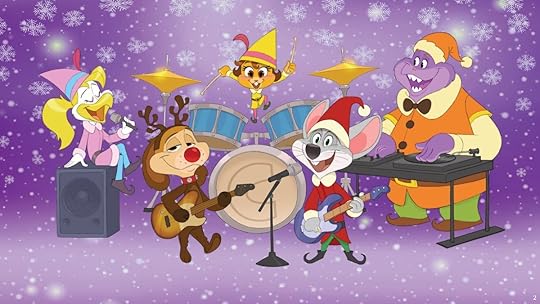 A band of elves, Chuck E. Cheese and animals for The Chuck E. Cheese Christmas Special