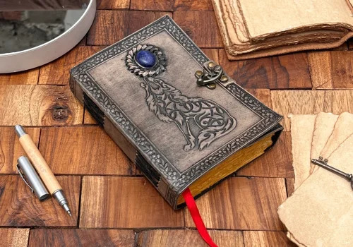 Wolf Embossed Leather Journal
