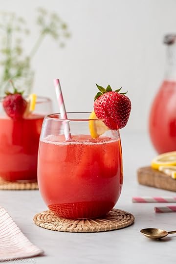 glasses of homemade honey strawberry lemonade.