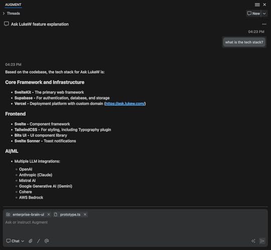 Ask LukeW Augment Code response