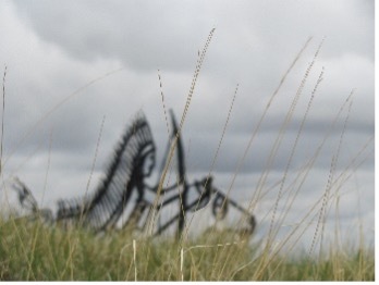 This silhouette in the prairie grass is located at the Little Bighorn Battlefield National Monument on the Crow Reservation in present-day Montana.