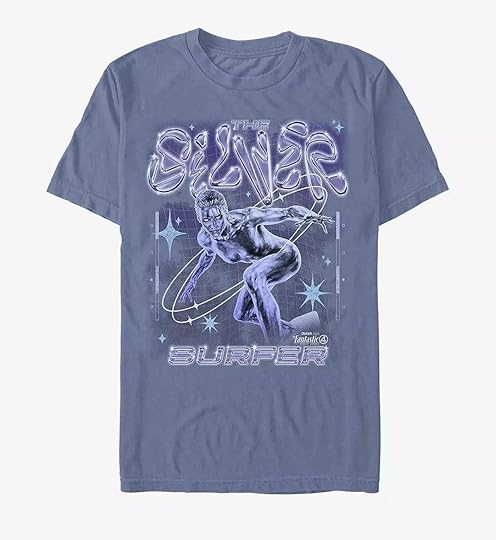 Marvel The Fantastic Four: First Steps Silver Surfer Chrome Shine Garment Dye T-Shirt Hot Topic – Web Exclusive 