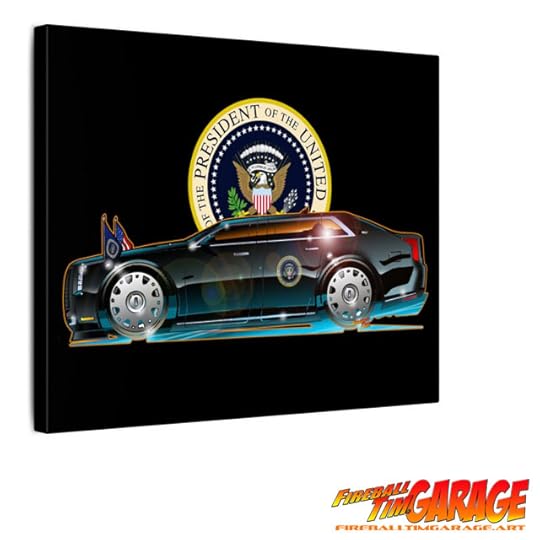 Presidential Limo Automotive Pop Culture Movie and TV Car Art by Fireball Tim Garage