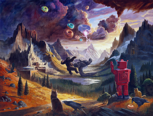 ﻿“Someday World” (oil on canvas, 65” x 85”. From Los Angeles’ Corey Helford Gallery: Looking Sideways By Eric Joyner