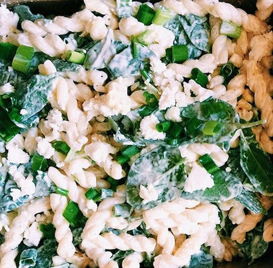 Creamy Buttermilk Ranch Pasta Salad with ricotta salata and Spinach