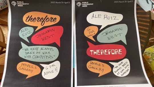 two posters showcasing a talk called We have always been at war with computers by Ale Ruiz and Jessamyn West