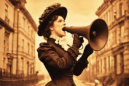 19th century woman with a bullhorn