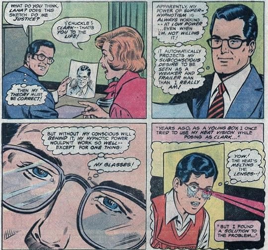 Superman remembers how he made his glasses as Superboy in Superman #330. (1978)