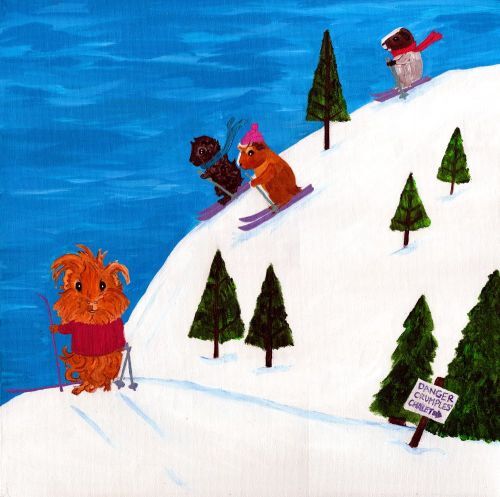 Rachel E Smith guinea pig painting Danger Crumples, Merricat, Peregrine, and Ozymandias