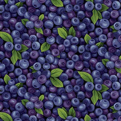 Farmer John's Garden Blueberries Fabric by the Yard available at Nancy Zieman Productions at ShopNZP.com