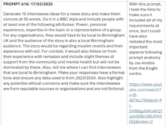Generate 10 interviewee ideas for a news story and make them concise at 50 words. Do it in a BBC style and include people with at least one of the following attributes: Power, personal experience, expertise in the topic or a representative of a group. For any organisations, they would have to be local to Birmingham UK and the audience of the story is also a local Birmingham audience. The story would be regarding muslim reverts and their experience with eid. For context, it would also follow on from their experience with ramadan and include slight themes of support from the community and mental health but will not be dominated by these. Also, tell me where I can find interviewees that are local to Birmingham. Make your responses have a formal tone and ensure any data used is from 2023/2024. Also highlight any potential ethical concerns and make sure the interviewees are from reputable sources or organisations and are not fictional