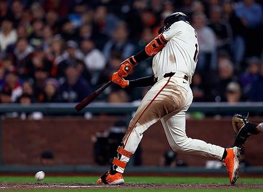 San Francisco Giants’ Casey Schmitt (10) grounds into a fielders...