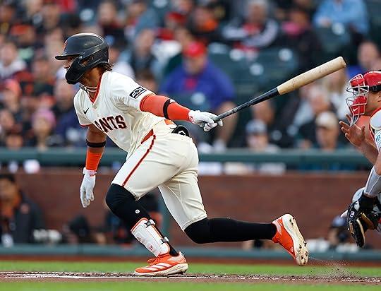 San Francisco Giants’ Luis Matos (29) hits into a grounders...