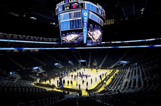 The Miami Heat and the Golden State Warriors warm up before their California Classic Summer League game at Chase Center in San Francisco, Calif., on Tuesday, July 8, 2025. Fans were not allowed into the arena. (Nhat V. Meyer/Bay Area News Group)