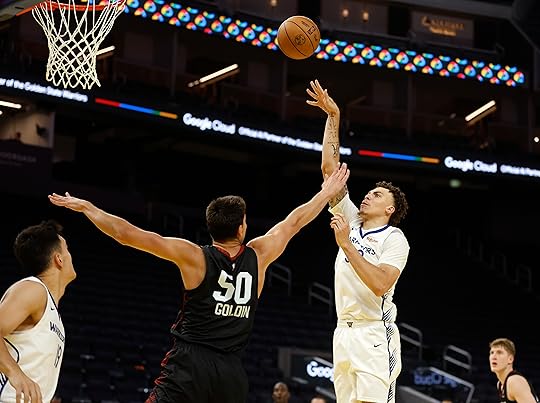 Golden State Warriors’ Coleman Hawkins (50) takes a shot against...
