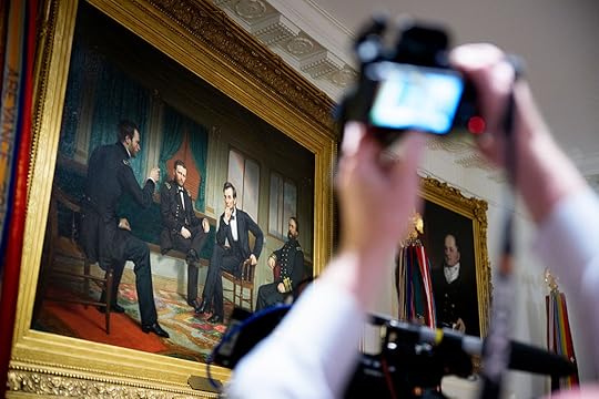 WASHINGTON, DC – JULY 08: A painting of former President...