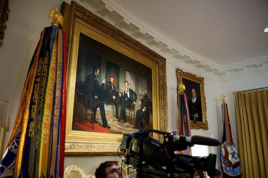 WASHINGTON, DC – JULY 08: A painting of former President...